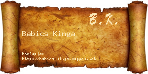 Babics Kinga névjegykártya